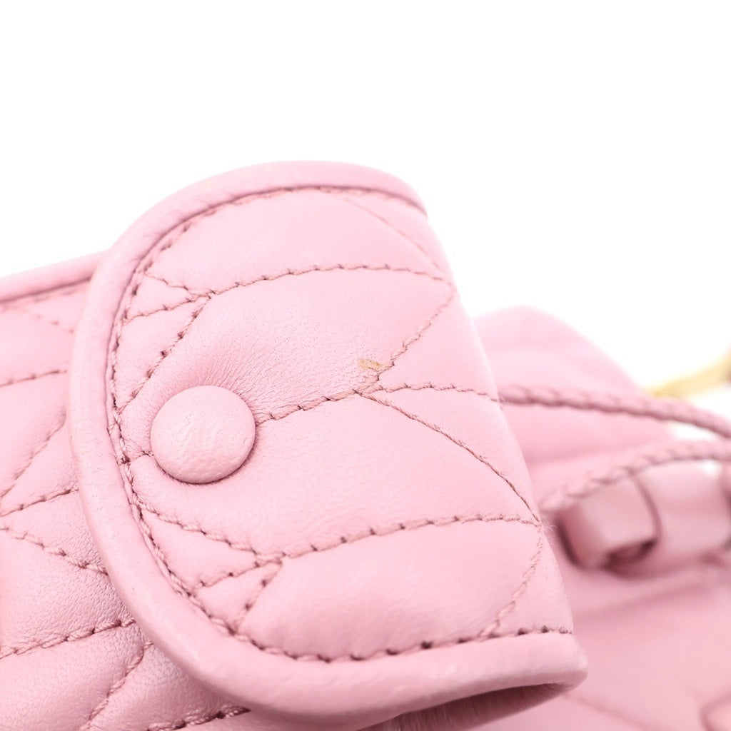 miumiu(ミュウミュウ) マテラッセ ミニ ラムスキン レザー ハンドバッグ ピンク ゴールド金具 レディース