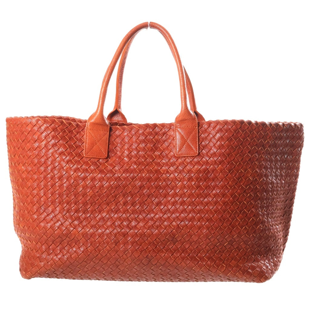 BOTTEGA VENETA(ボッテガヴェネタ) イントレチャート カバMM トートバッグ ハンドバッグ オレンジ ブラウン レザー