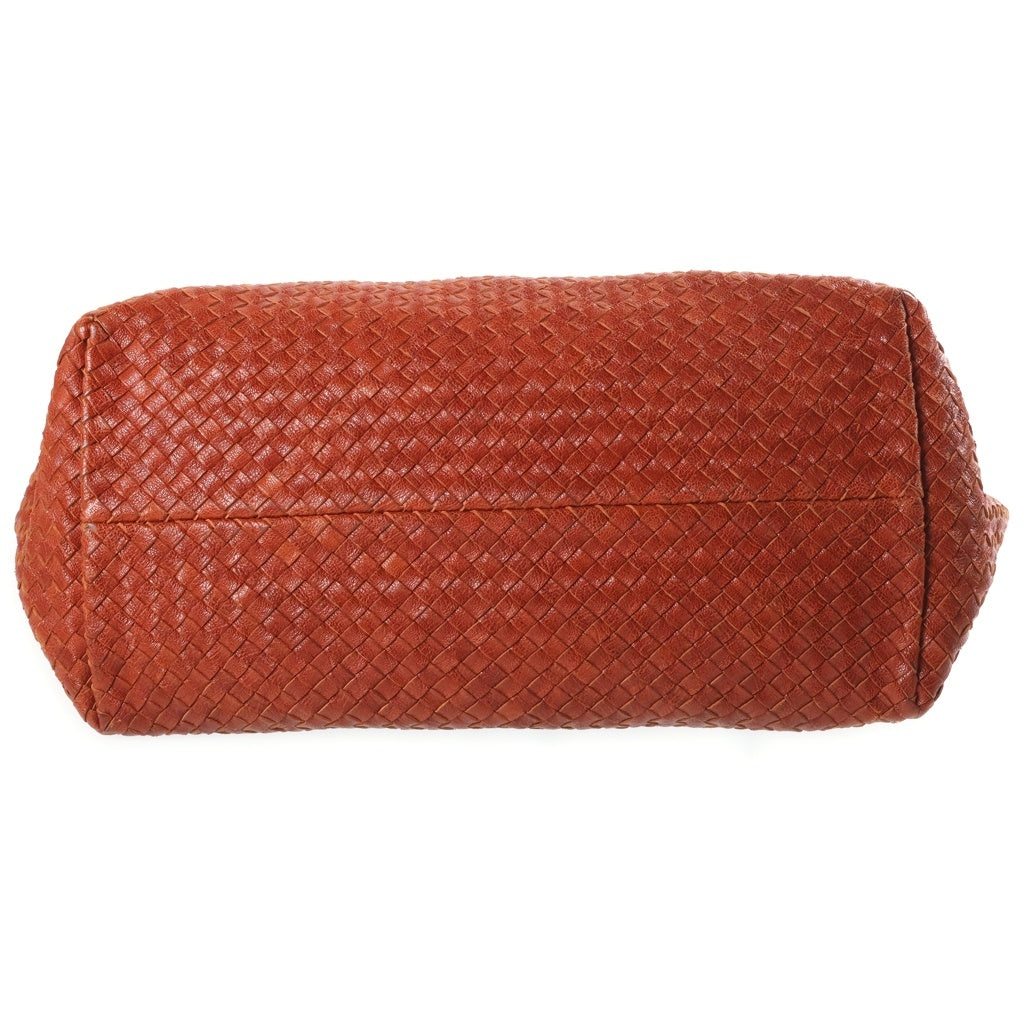 BOTTEGA VENETA(ボッテガヴェネタ) イントレチャート カバMM トートバッグ ハンドバッグ オレンジ ブラウン レザー