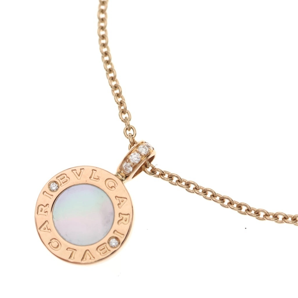 BVLGARI(ブルガリ) ブルガリブルガリ マザーオブパール オニキス パヴェダイヤ ネックレス K18PG ピンクゴールド レディース