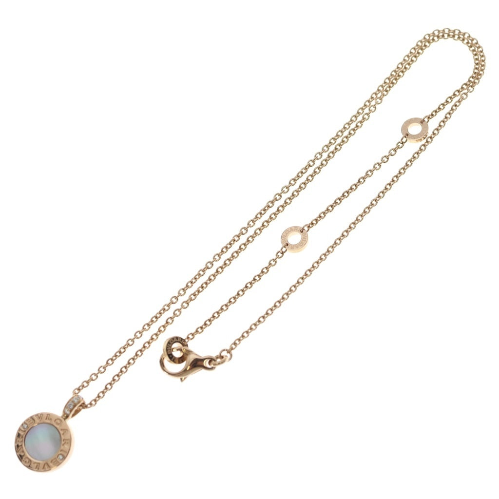 BVLGARI(ブルガリ) ブルガリブルガリ マザーオブパール オニキス パヴェダイヤ ネックレス K18PG ピンクゴールド レディース