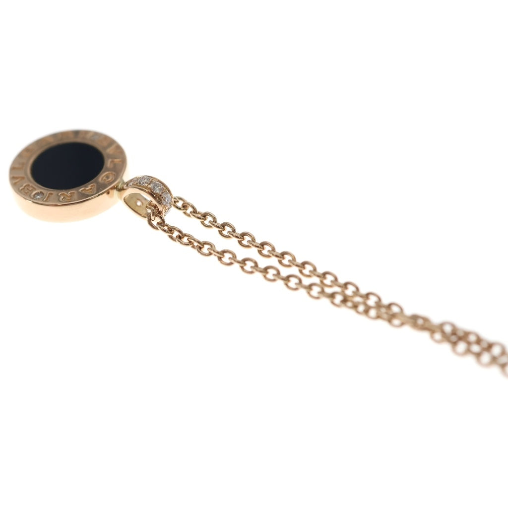 BVLGARI(ブルガリ) ブルガリブルガリ マザーオブパール オニキス パヴェダイヤ ネックレス K18PG ピンクゴールド レディース