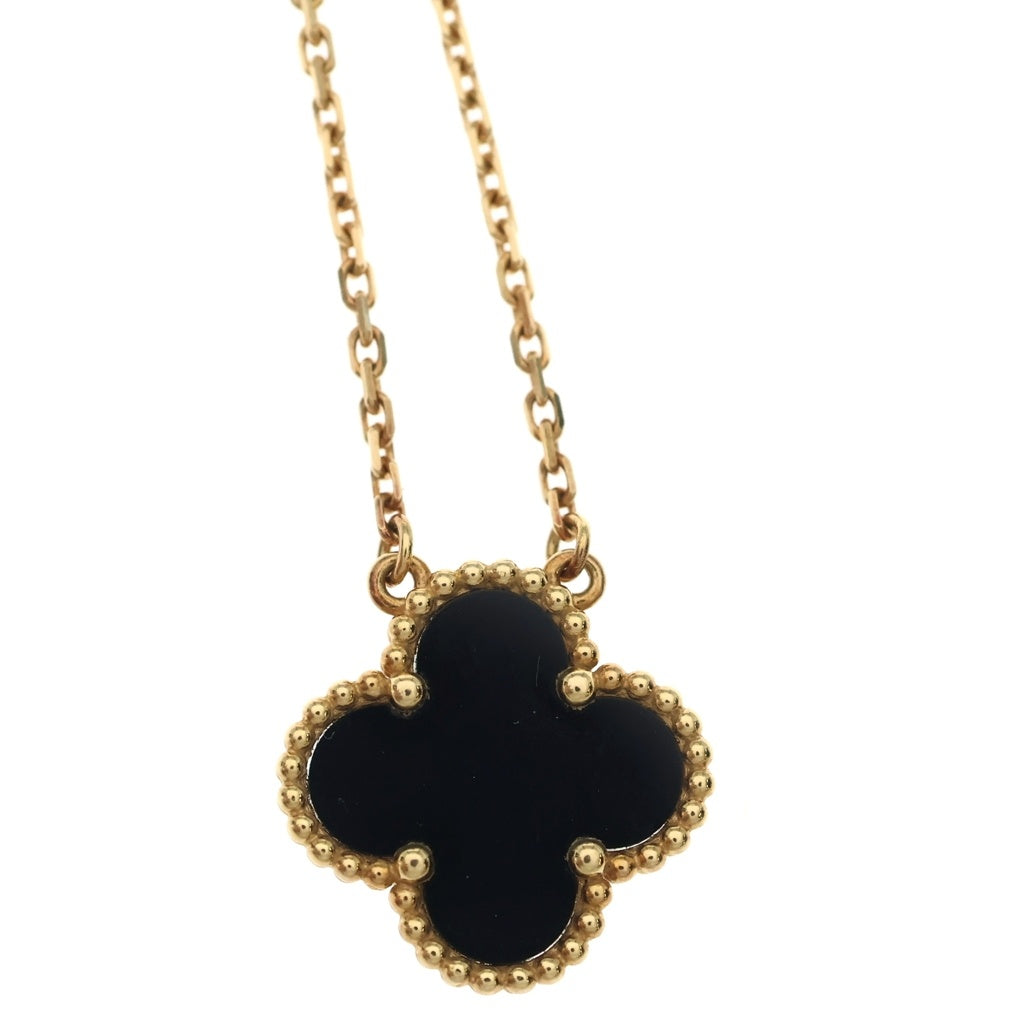 Van Cleef & Arpels(ヴァンクリーフアンドアーペル) ヴィンテージアルハンブラ オニキス ネックレス K18YG イエローゴールド ARA45800 レディース