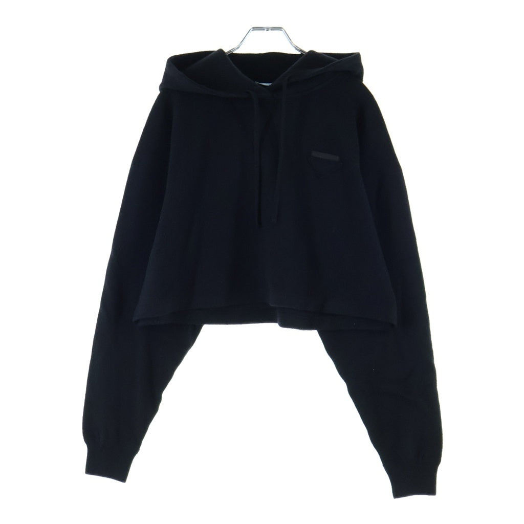 PRADA(プラダ) ウール×カシミヤ クロップドフーディ ブラック パーカー レディース X03QH