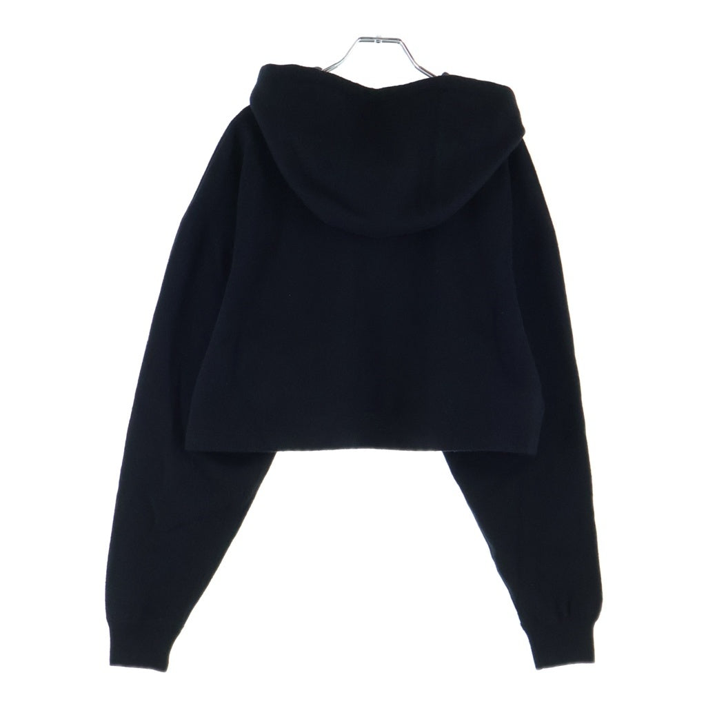 PRADA(プラダ) ウール×カシミヤ クロップドフーディ ブラック パーカー レディース X03QH