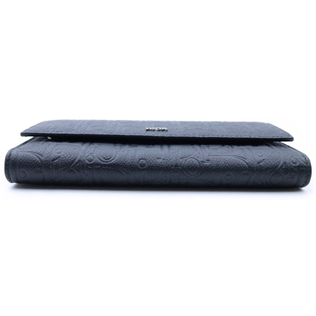 Christian Dior(クリスチャンディオール) グラビティ エンボスレザー ロングフラップ ウォレット長財布 ブラック 2ESBC328FLG_H00N レディース