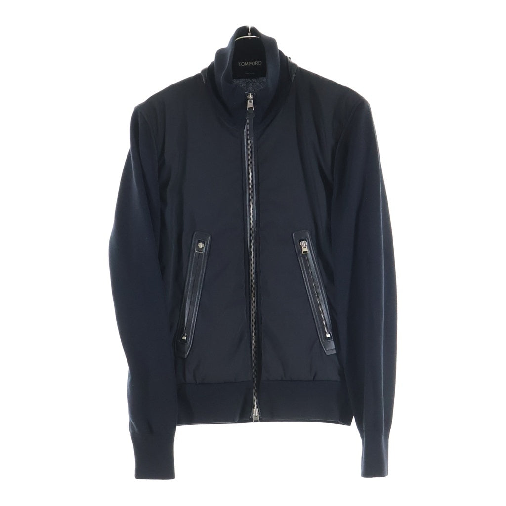 TOM FORD(トムフォード) ジップアップ ブルゾン ハイネック ナイロン レザー ブラック