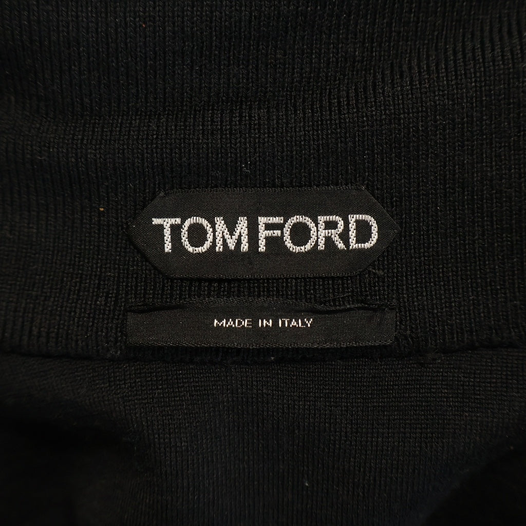 TOM FORD(トムフォード) ジップアップ ブルゾン ハイネック ナイロン レザー ブラック
