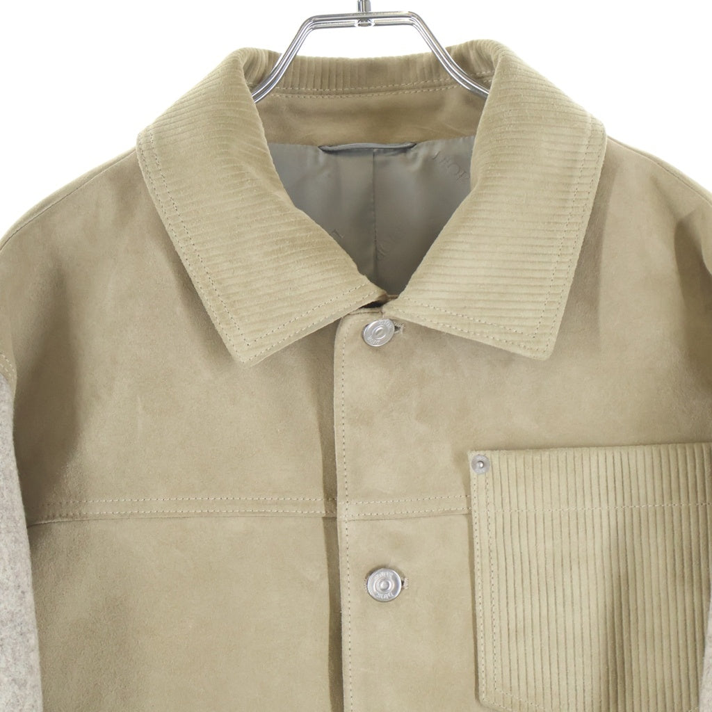 Christian Dior(クリスチャンディオール) 2024 Suede Leather Trucker Jacket スエード 袖ウール切り替え トラッカージャケット カーフレザー イタリア製 ベージュ 413L4260729