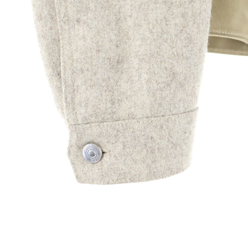 Christian Dior(クリスチャンディオール) 2024 Suede Leather Trucker Jacket スエード 袖ウール切り替え トラッカージャケット カーフレザー イタリア製 ベージュ 413L4260729