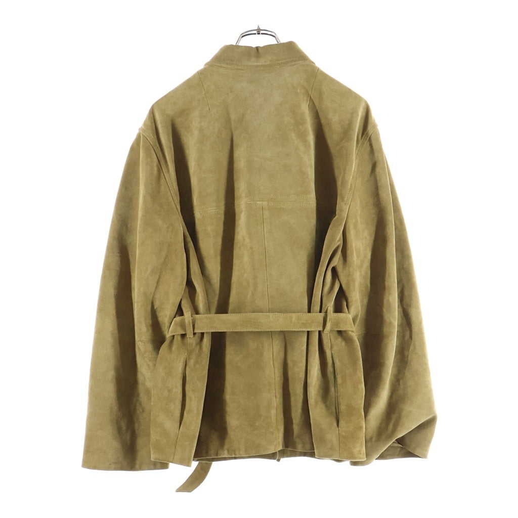 miumiu(ミュウミュウ) 24SS Leather Jacket スエードレザージャケット エンボスロゴ ワックス加工 ボタンアップ ブラウン MPV888 S000 1421 レディース