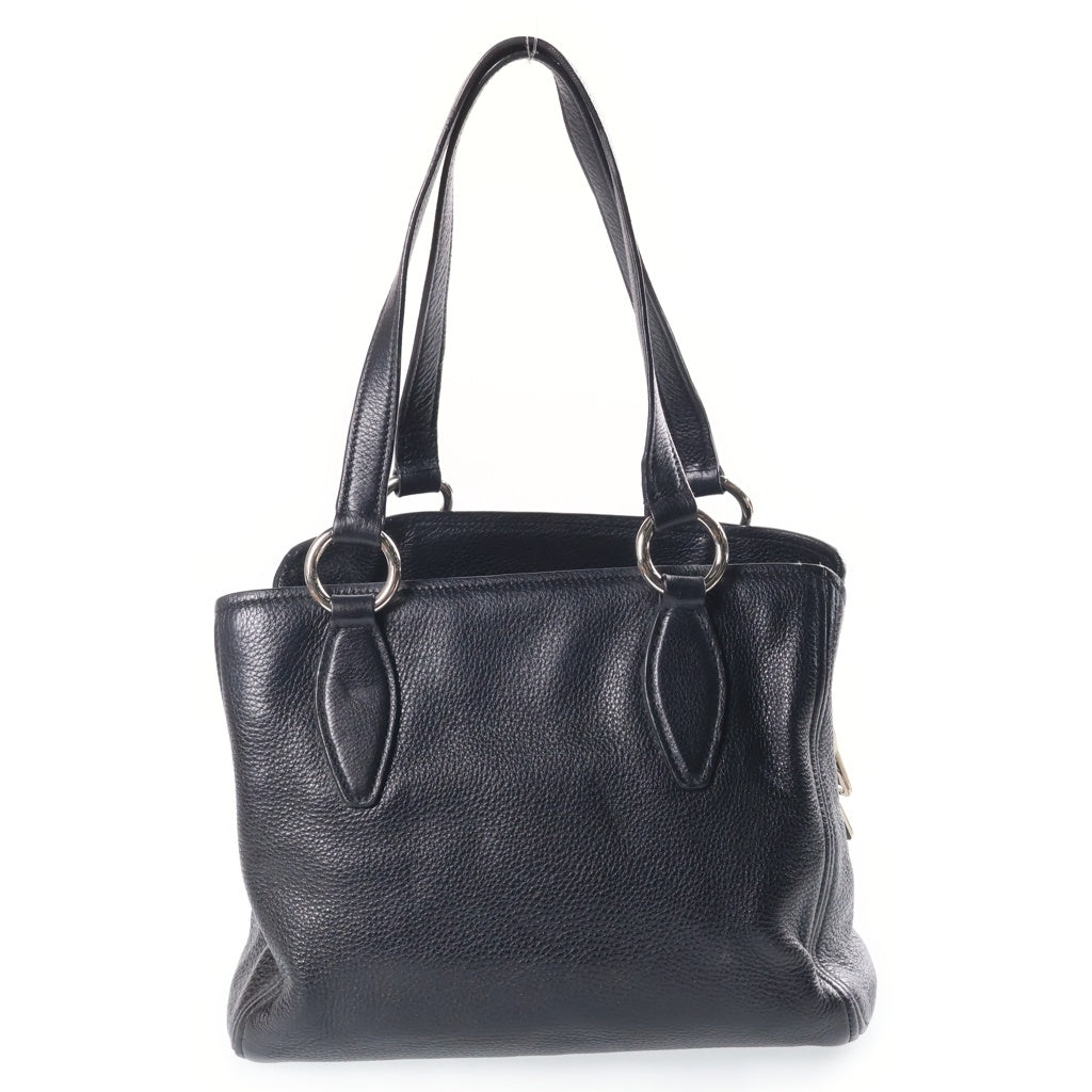 miumiu(ミュウミュウ) ヴィッテロフェニックス レザー ハンドバッグ シルバー金具 ブラック RR2014 レディース