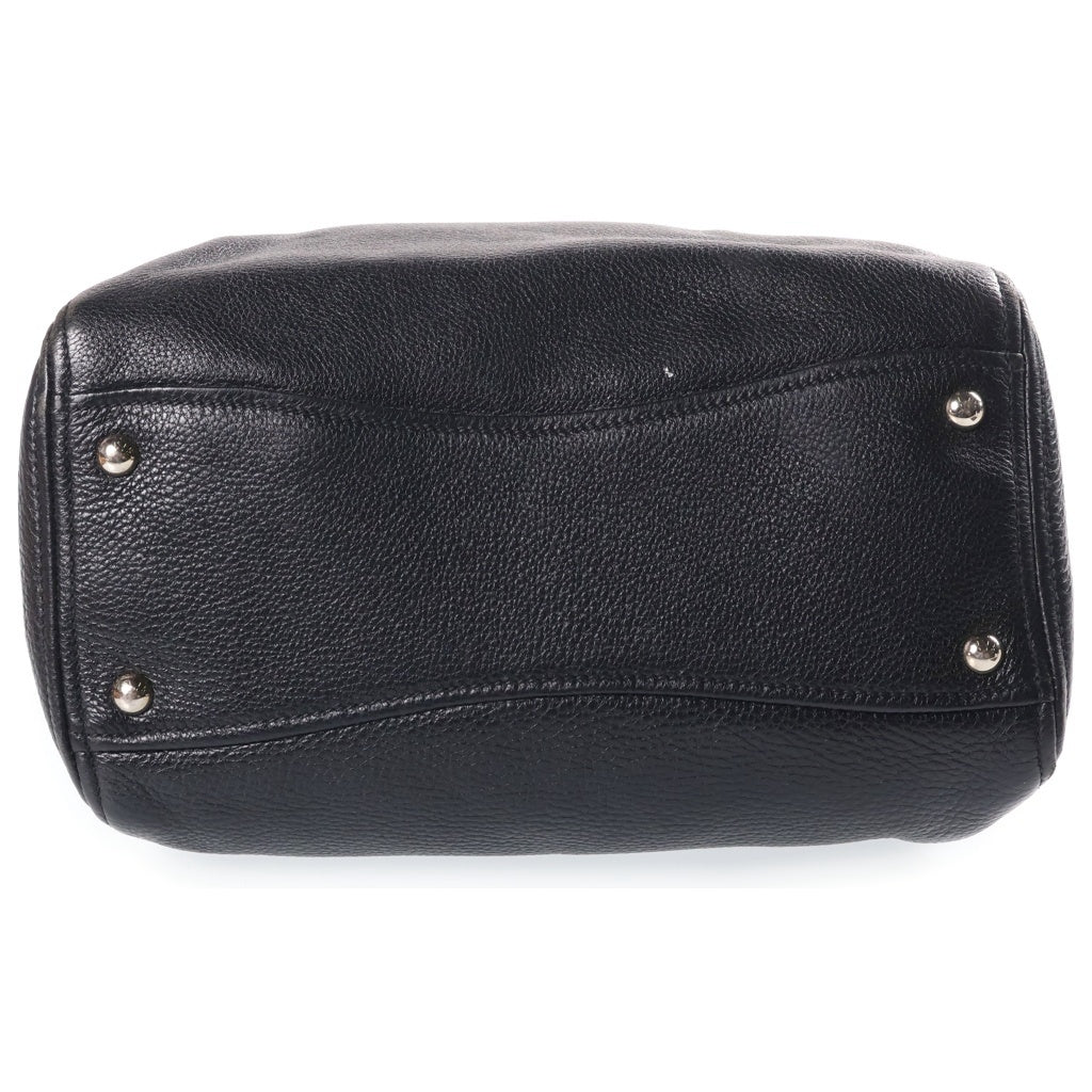 miumiu(ミュウミュウ) ヴィッテロフェニックス レザー ハンドバッグ シルバー金具 ブラック RR2014 レディース