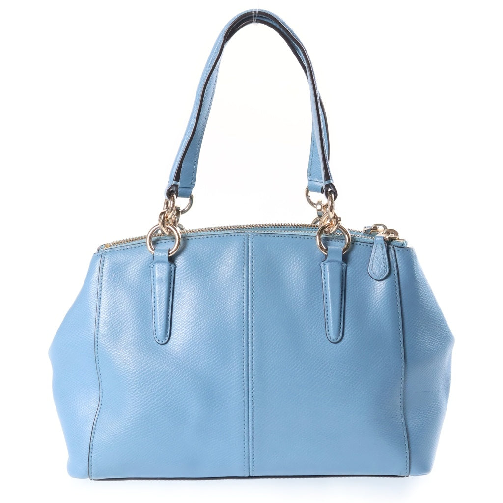 COACH(コーチ) レザー 2WAY ハンド ショルダーバッグ ライトブルー ゴールド金具 レディース