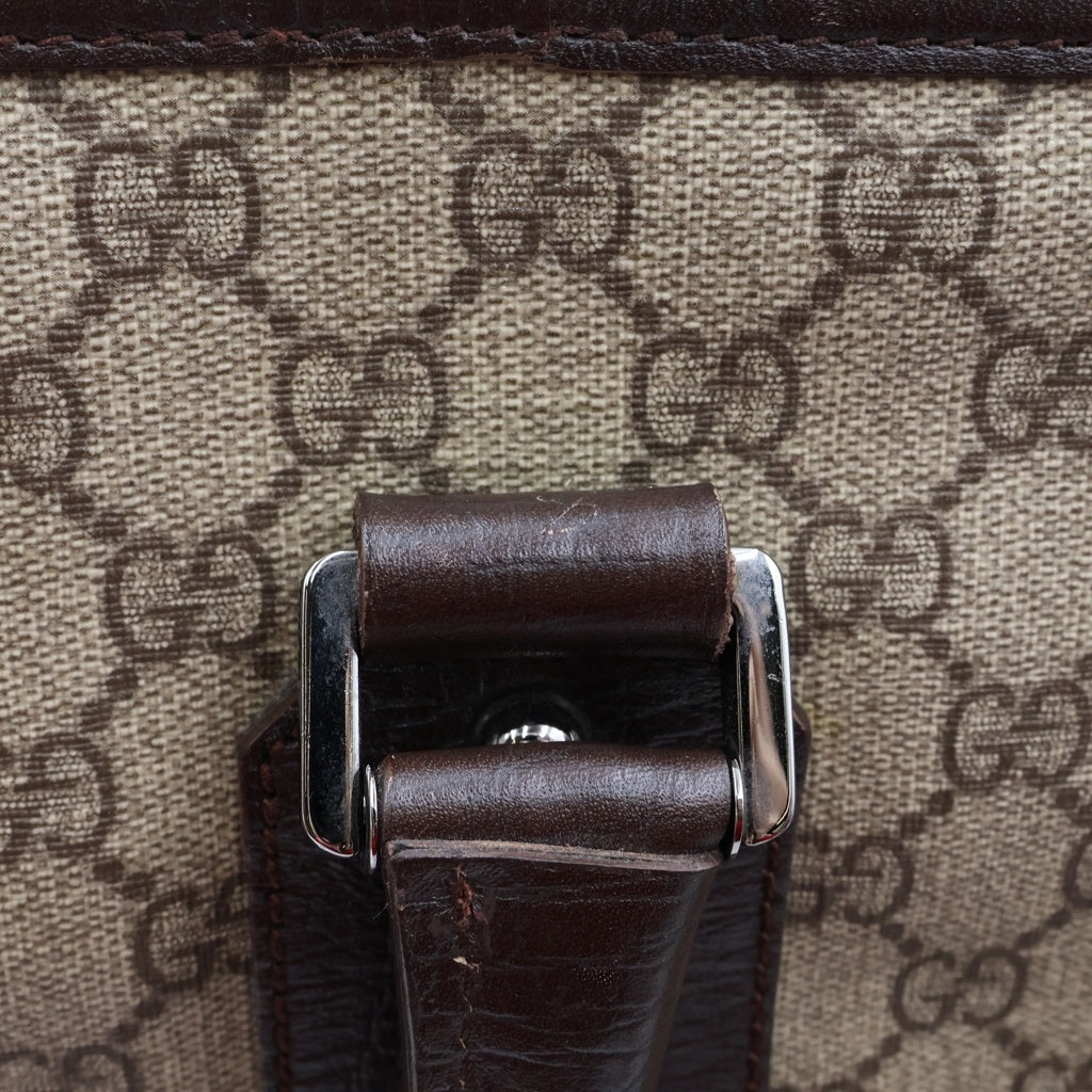 GUCCI(グッチ) GGスプリーム シェリーライン トートバッグ ハンドバッグ ブラウン×ベージュ PVC×レザー 145842 レディース