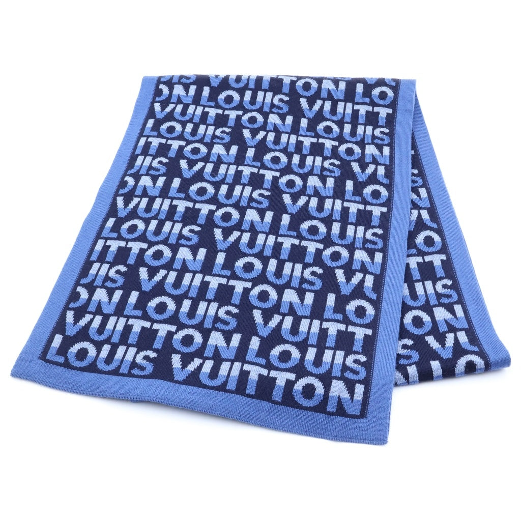LOUIS VUITTON(ルイヴィトン) エシャルプ・LVスプリット ストール マフラー ブルー×ネイビー ウール M70910