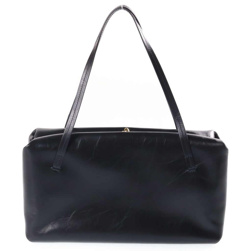 JIL SANDER(ジルサンダー) ゴジ ピロー ミディアム カーフレザー がま口 ショルダーバッグ ブラック ゴールド金具 J08WD0065 P5636 レディース