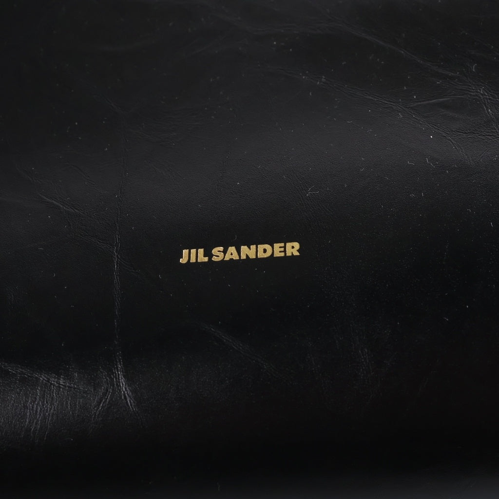 JIL SANDER(ジルサンダー) ゴジ ピロー ミディアム カーフレザー がま口 ショルダーバッグ ブラック ゴールド金具 J08WD0065 P5636 レディース