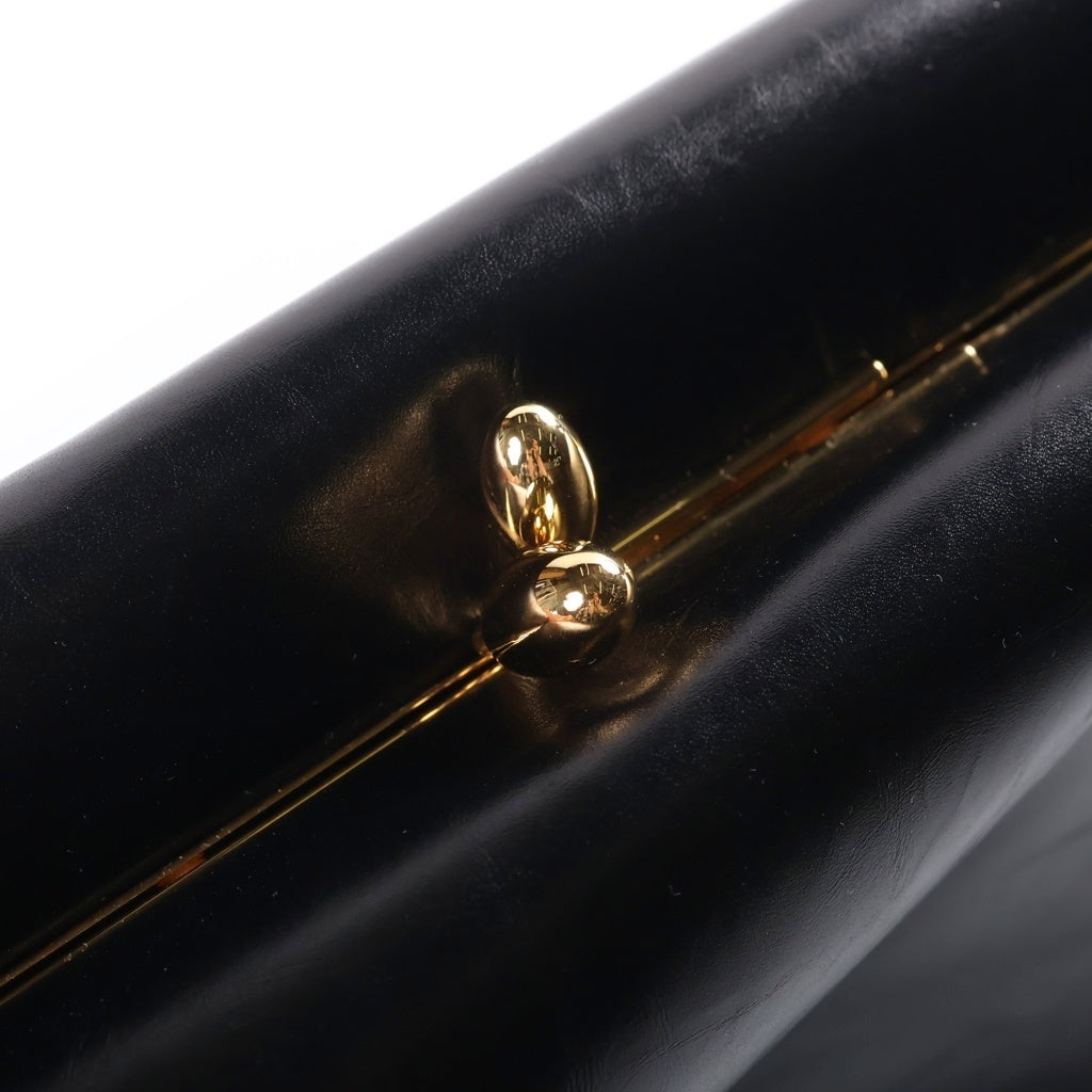 JIL SANDER(ジルサンダー) ゴジ ピロー ミディアム カーフレザー がま口 ショルダーバッグ ブラック ゴールド金具 J08WD0065 P5636 レディース
