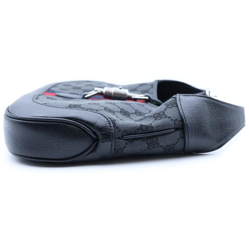 GUCCI(グッチ) × BALENCIAGA バレンシアガ ハッカープロジェクト ジャッキー BBキャンバス レザー ワンショルダーバッグ ブラック シルバー金具 680118 レディース