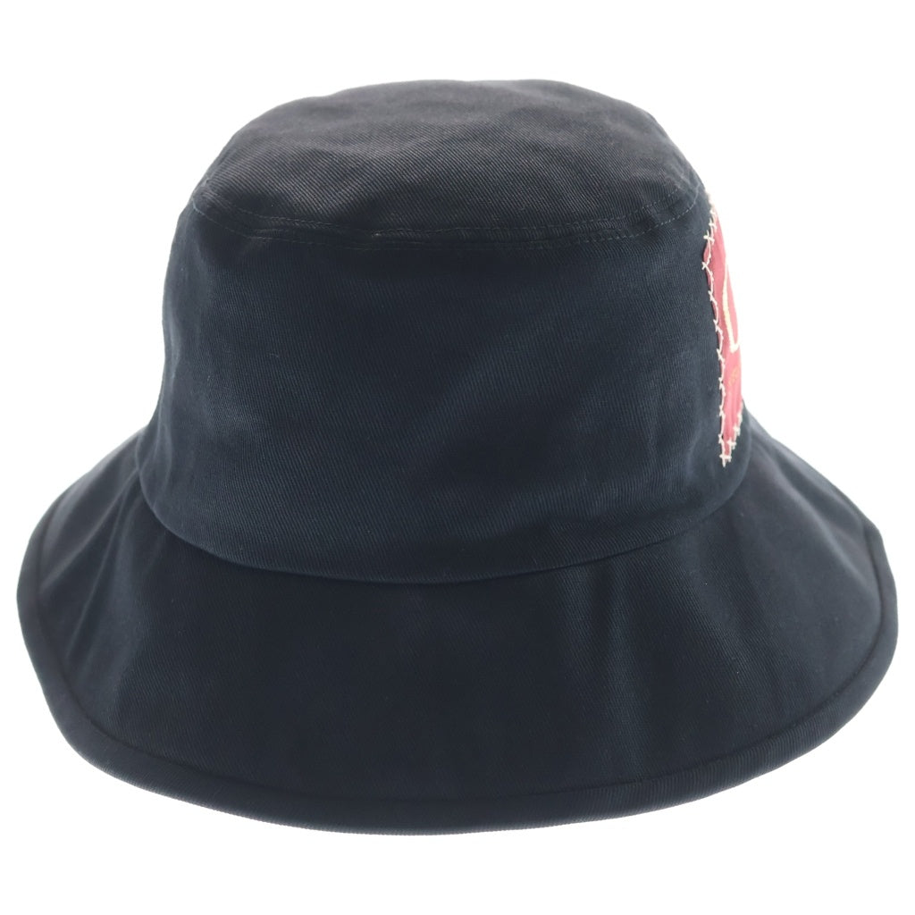 GUCCI(グッチ) ロゴパッチ ラベル コットン バケット フェドラハット 帽子 ブラック 627174