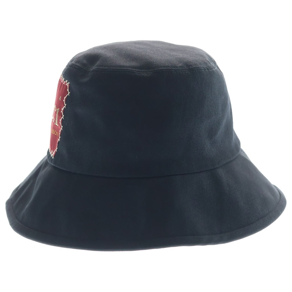 GUCCI(グッチ) ロゴパッチ ラベル コットン バケット フェドラハット 帽子 ブラック 627174