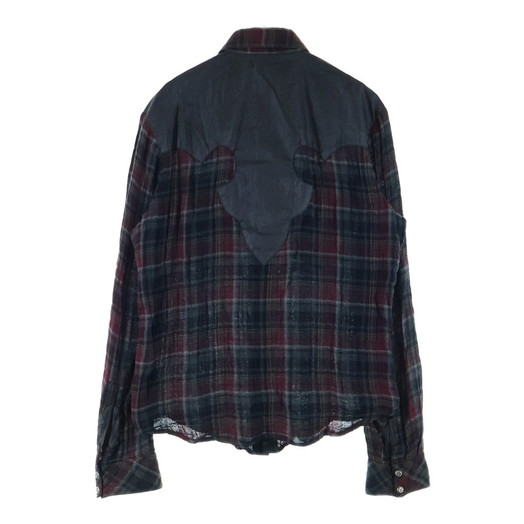 CHROME HEARTS(クロムハーツ) バックフレアニー ダガージップ×フローラルボタン チェック柄ウエスタンシャツ