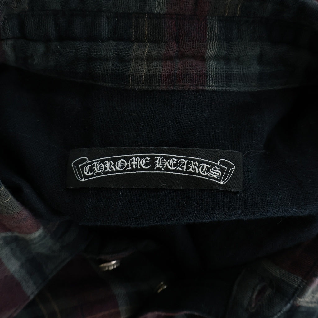 CHROME HEARTS(クロムハーツ) バックフレアニー ダガージップ×フローラルボタン チェック柄ウエスタンシャツ