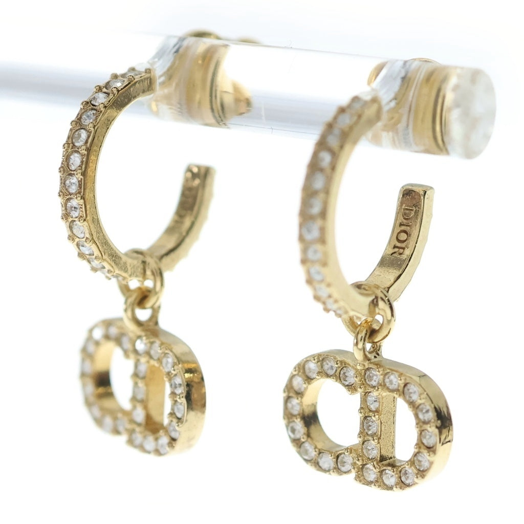Christian Dior(クリスチャンディオール) CDロゴ ピアス GP×ラインストーン レディース