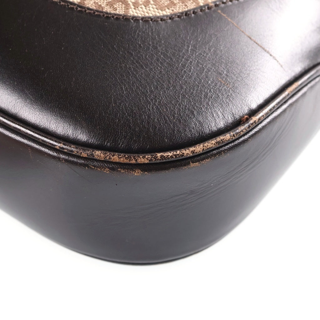 GUCCI(グッチ) GGキャンバス シェリーライン ジャッキー レザー ワンショルダーバッグ シルバー金具 ベージュ 002058 レディース
