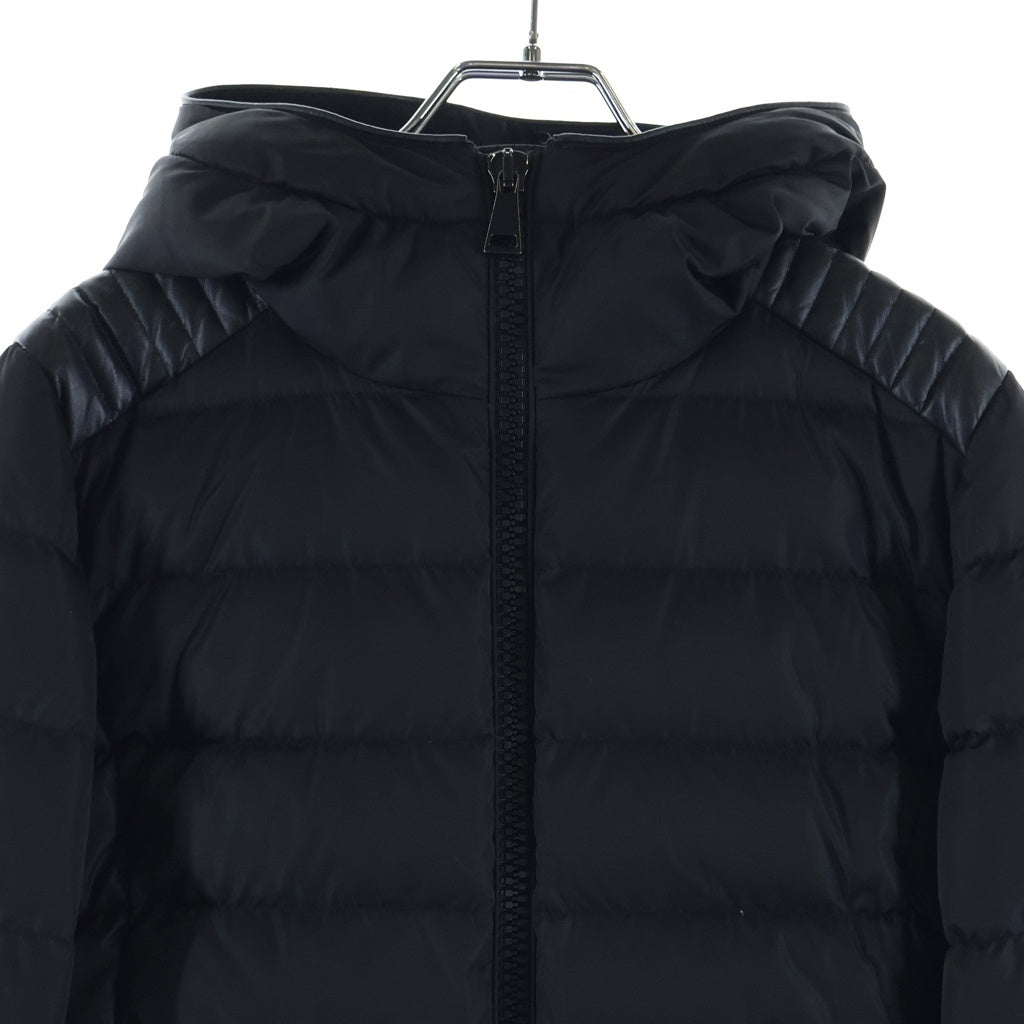 MONCLER(モンクレール) TETRA テトラ レザー切り替え フーデッド ジップアップ ダウンジャケット ブラック E20934539985 C0063 レディース