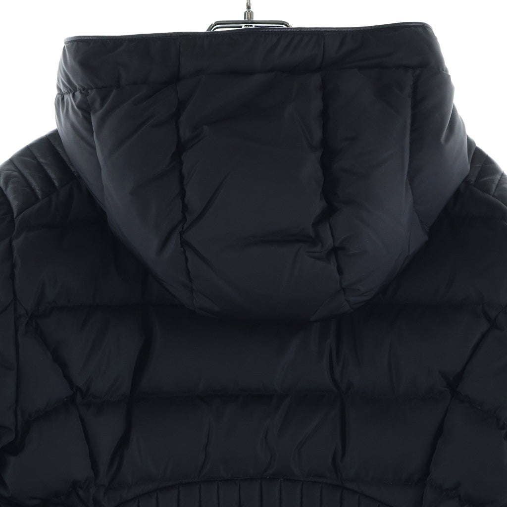 MONCLER(モンクレール) TETRA テトラ レザー切り替え フーデッド ジップアップ ダウンジャケット ブラック E20934539985 C0063 レディース