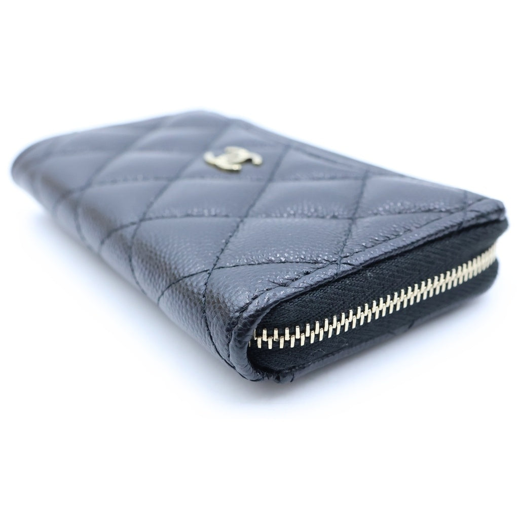 CHANEL(シャネル) タイムレス クラシック マトラッセ キャビアスキン レザー フラグメント カード コインケース ブラック ゴールド金具 AP3179 シール レディース
