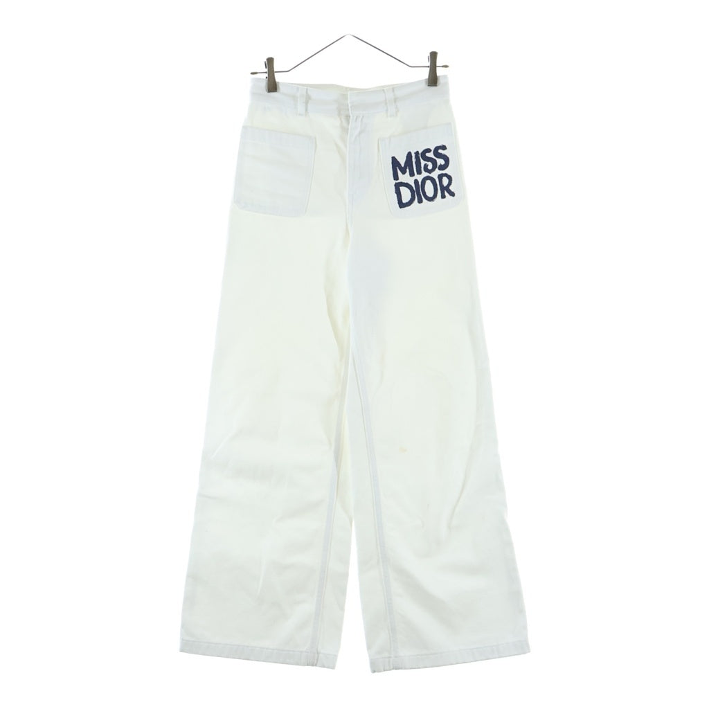 Christian Dior(クリスチャンディオール) Miss Dior Graffiti Denim Pants ミス ディオール グラフィティ デニムパンツ ジーンズ ロゴ ホワイト 452P04A3387 レディース