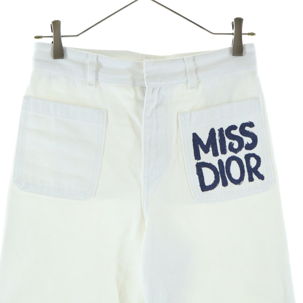 Christian Dior(クリスチャンディオール) Miss Dior Graffiti Denim Pants ミス ディオール グラフィティ デニムパンツ ジーンズ ロゴ ホワイト 452P04A3387 レディース