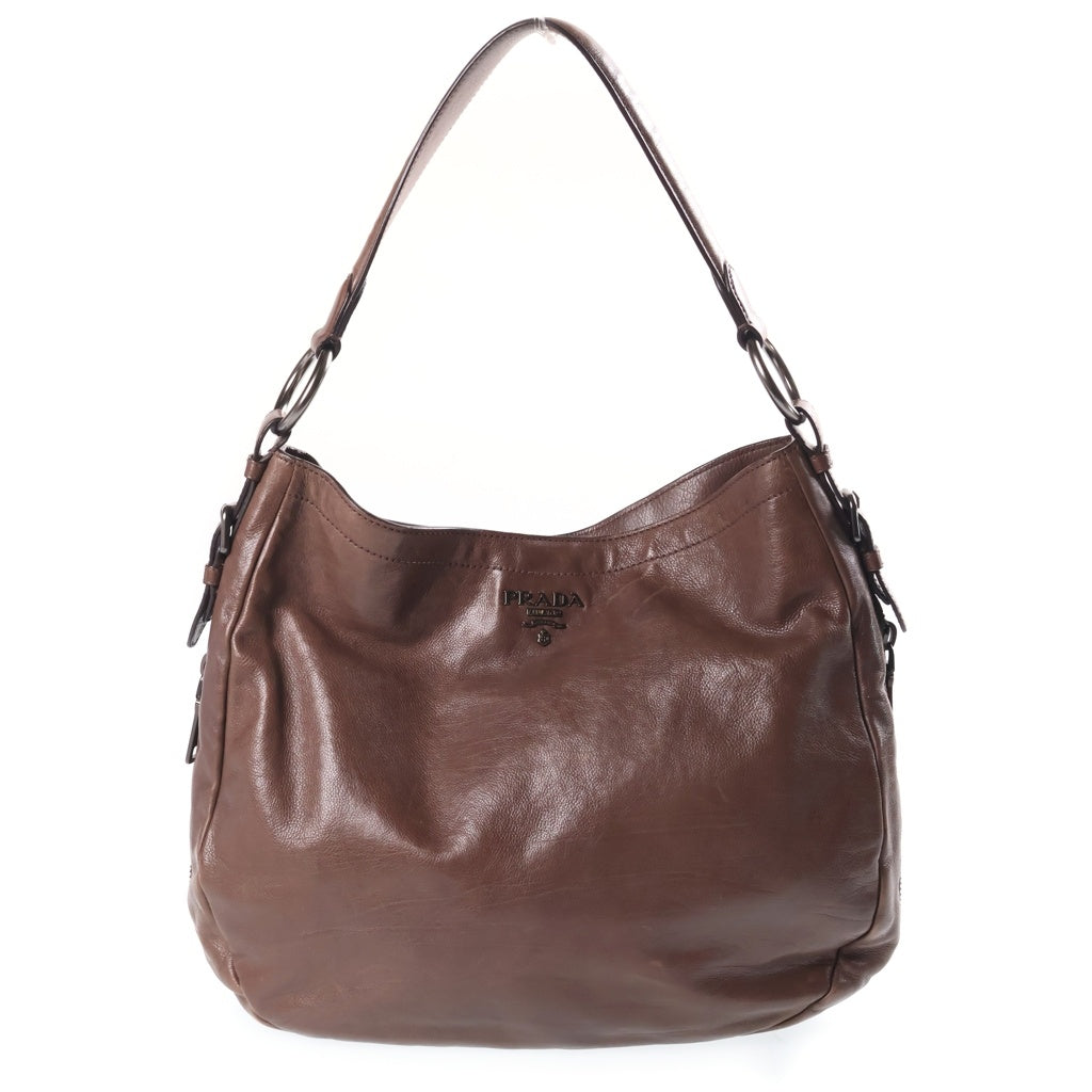 PRADA(プラダ) ロゴワンショルダーバッグ ハンドバッグ ブラウン レザー BR4901 レディース