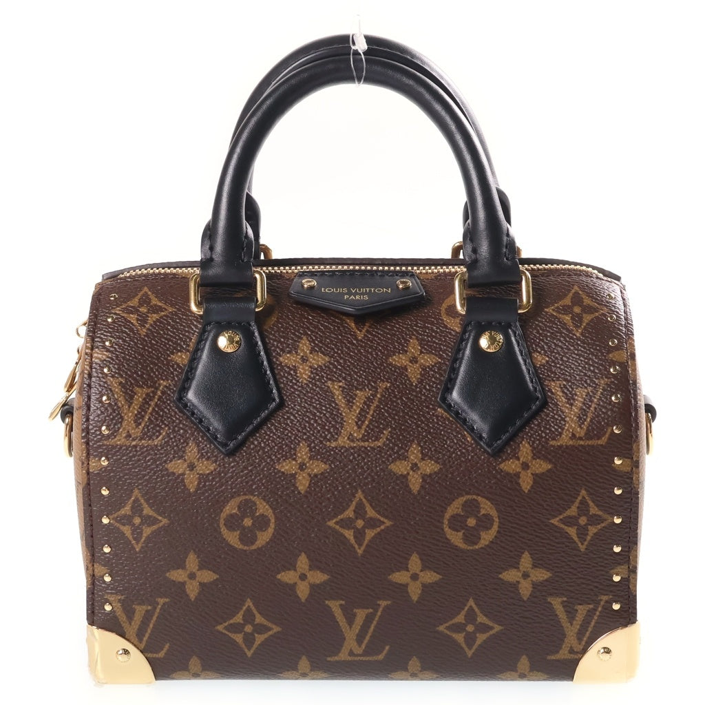 LOUIS VUITTON(ルイヴィトン) モノグラムリバース スピーディ トランク20 PVC レザー 2WAY ハンド チェーンショルダーバッグ ブラウン ゴールド金具 M13146 RFID レディース