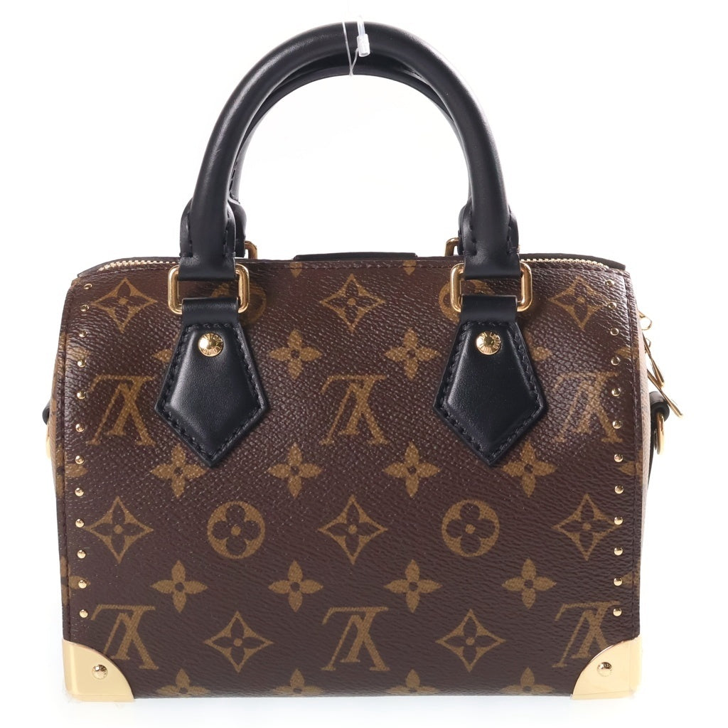 LOUIS VUITTON(ルイヴィトン) モノグラムリバース スピーディ トランク20 PVC レザー 2WAY ハンド チェーンショルダーバッグ ブラウン ゴールド金具 M13146 RFID レディース