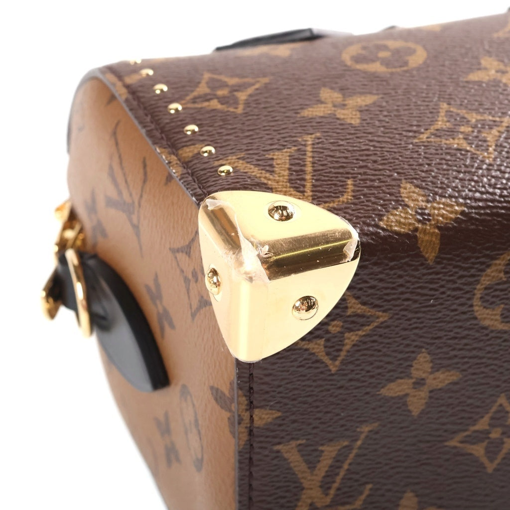 LOUIS VUITTON(ルイヴィトン) モノグラムリバース スピーディ トランク20 PVC レザー 2WAY ハンド チェーンショルダーバッグ ブラウン ゴールド金具 M13146 RFID レディース