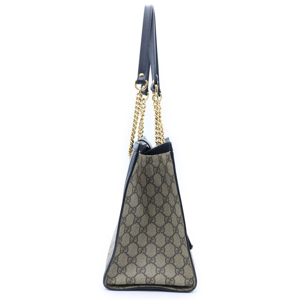 GUCCI(グッチ) パドロック GG ミディアム ショルダー チェーンショルダー PVC レザー ゴールド金具 ベージュ/ブラック レディース
