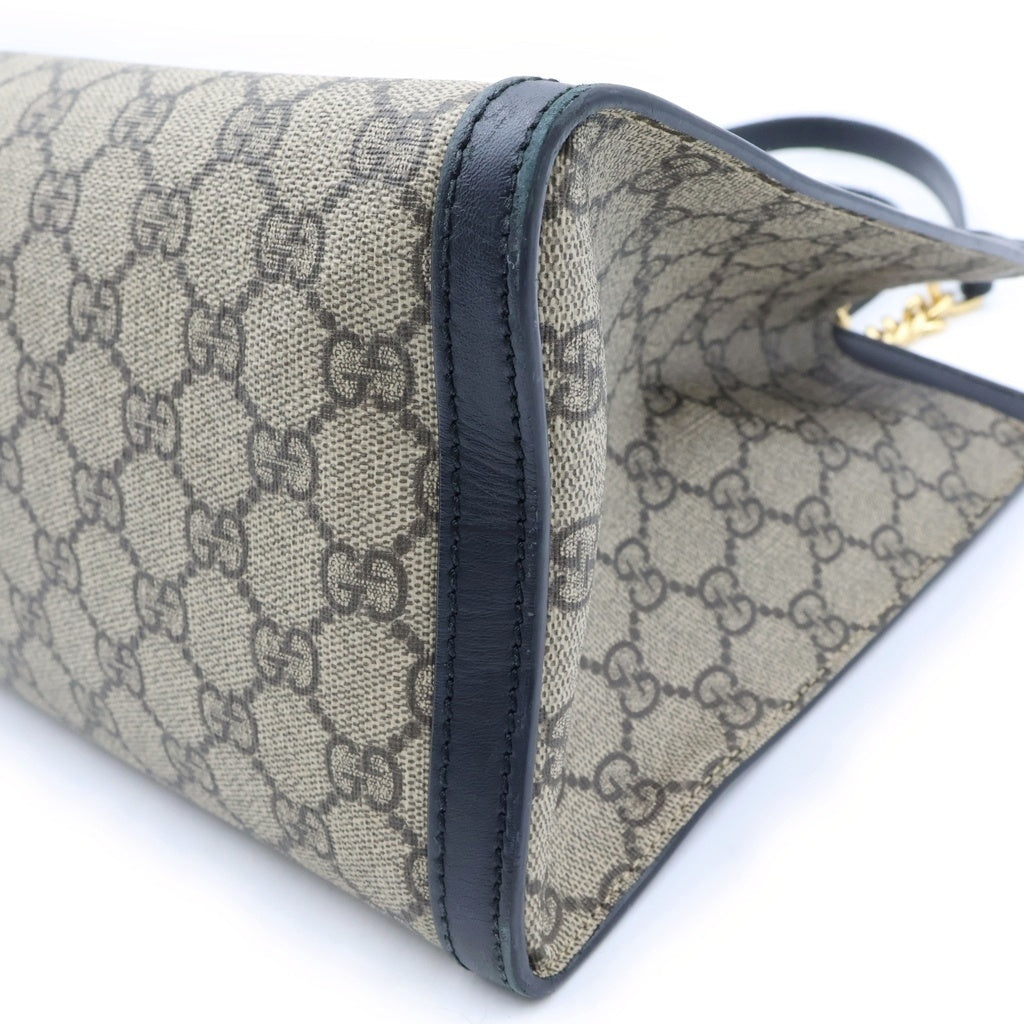 GUCCI(グッチ) パドロック GG ミディアム ショルダー チェーンショルダー PVC レザー ゴールド金具 ベージュ/ブラック レディース