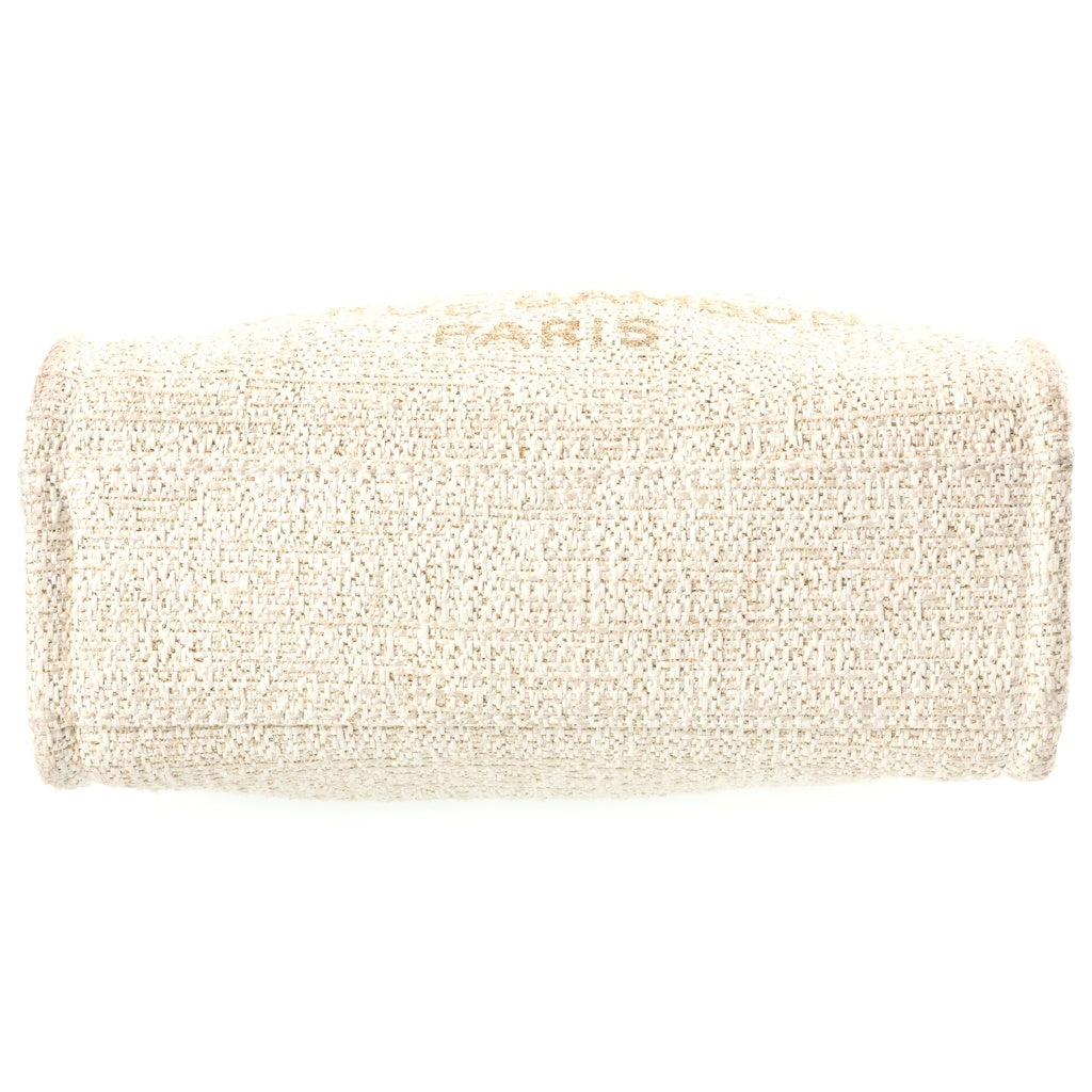 CHANEL(シャネル) ココマーク ドーヴィルPM ハンドバッグ トートバッグ ツイード×レザー アイボリー ゴールド金具 プレートA66939 レディース