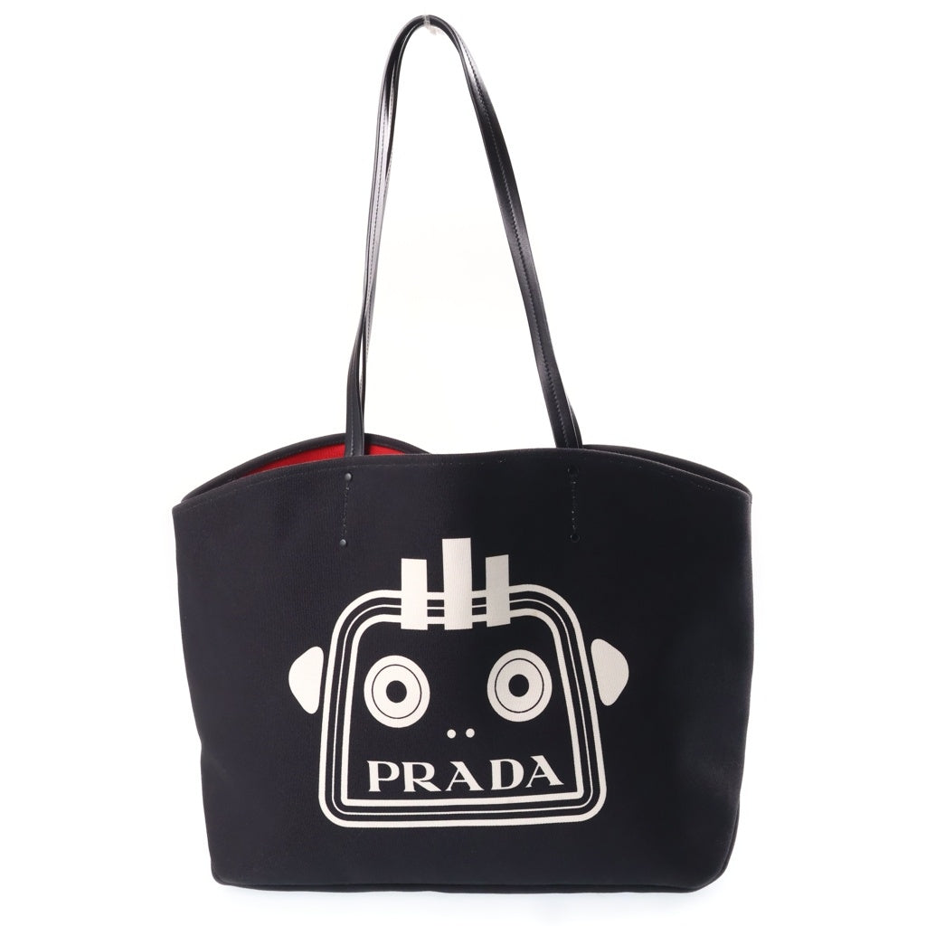 PRADA(プラダ) ロボット トートバッグ ハンドバッグ ブラック×レッド キャンバス×レザー1BG220 レディース