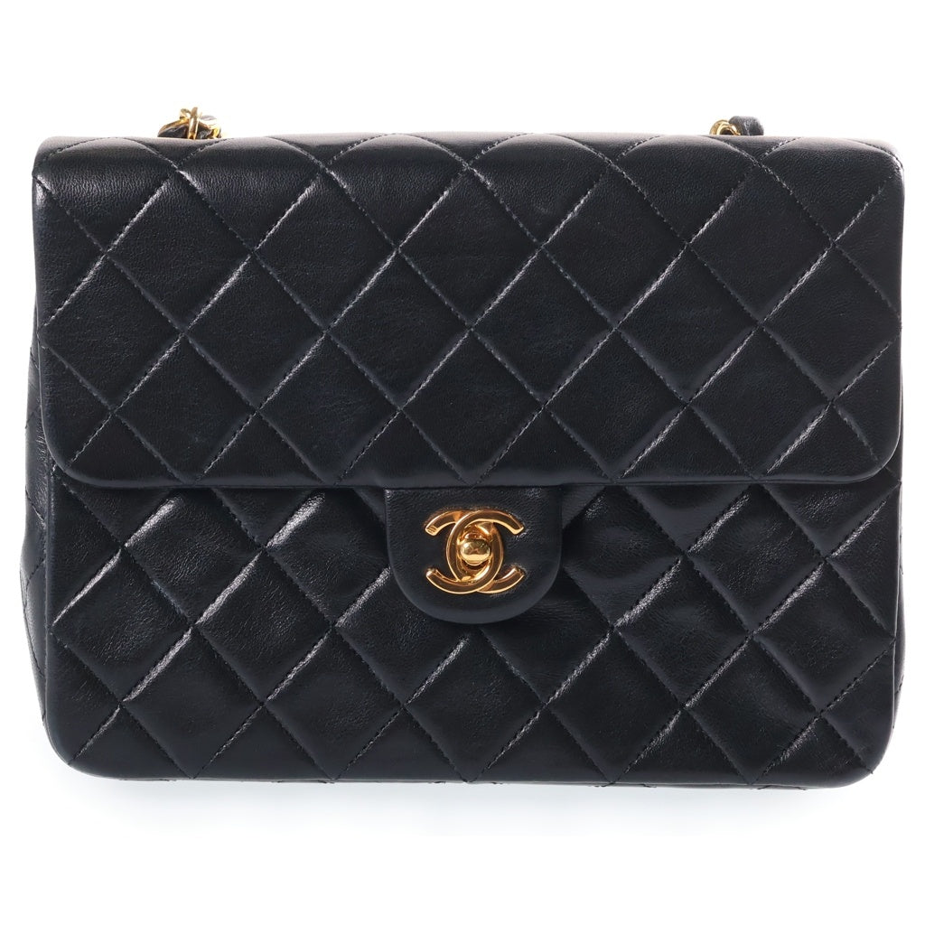 CHANEL(シャネル) ミニマトラッセ20 SフラップSチェーンショルダーバッグ ハンドバッグ ブラック ラムスキン ゴールド金具 シール付き 1番台 A01163 レディース