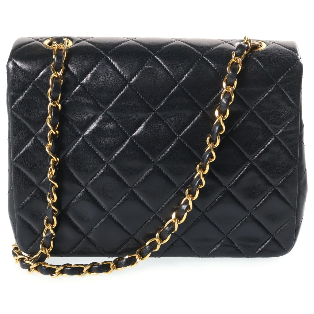 CHANEL(シャネル) ミニマトラッセ20 SフラップSチェーンショルダーバッグ ハンドバッグ ブラック ラムスキン ゴールド金具 シール付き 1番台 A01163 レディース