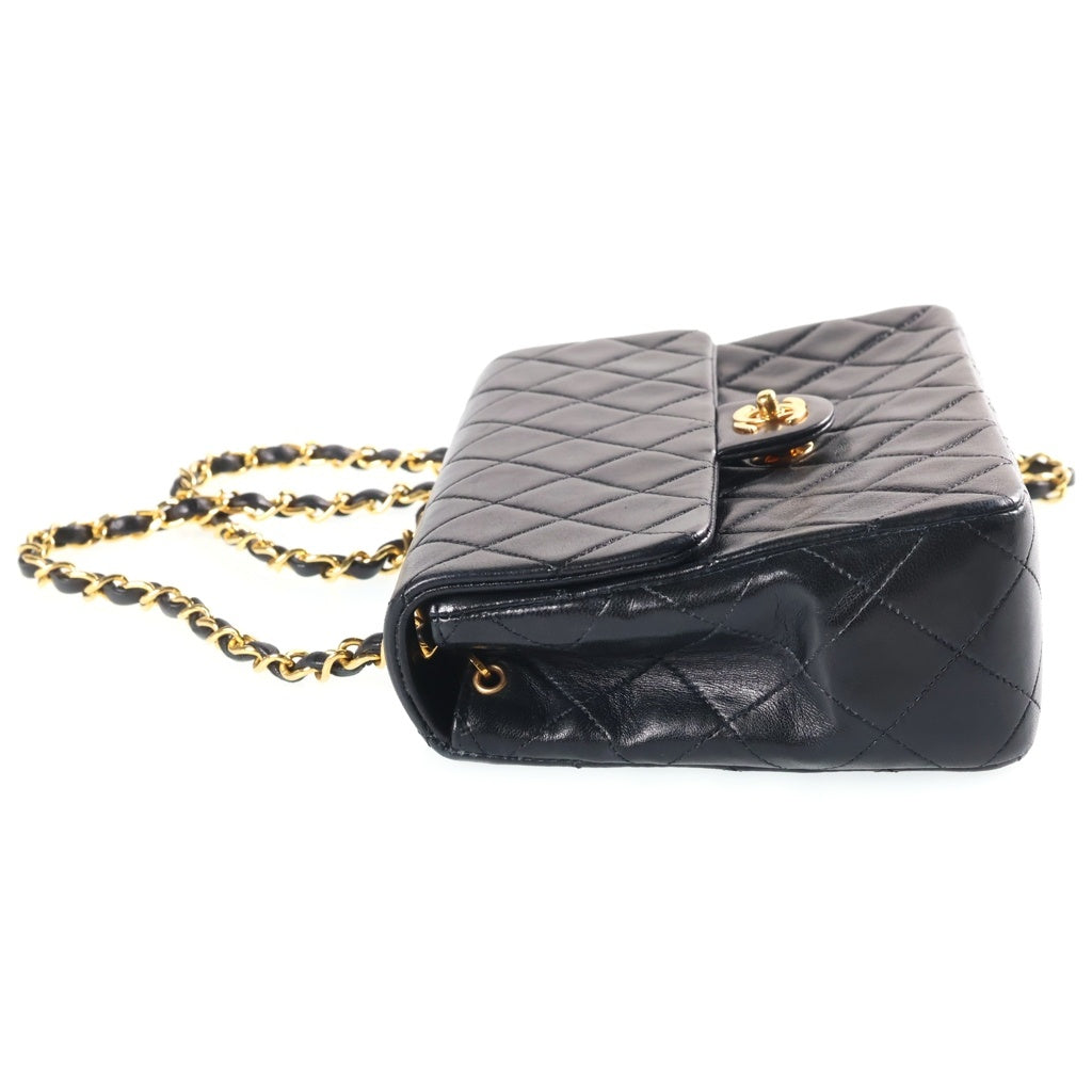 CHANEL(シャネル) ミニマトラッセ20 SフラップSチェーンショルダーバッグ ハンドバッグ ブラック ラムスキン ゴールド金具 シール付き 1番台 A01163 レディース