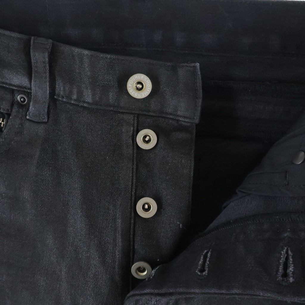 5351 POUR LES HOMMES(5351プールオム) ジップデザイン コーティング加工 バイカー スキニー デニムパンツ ブラック 0249-00-59004-2-3