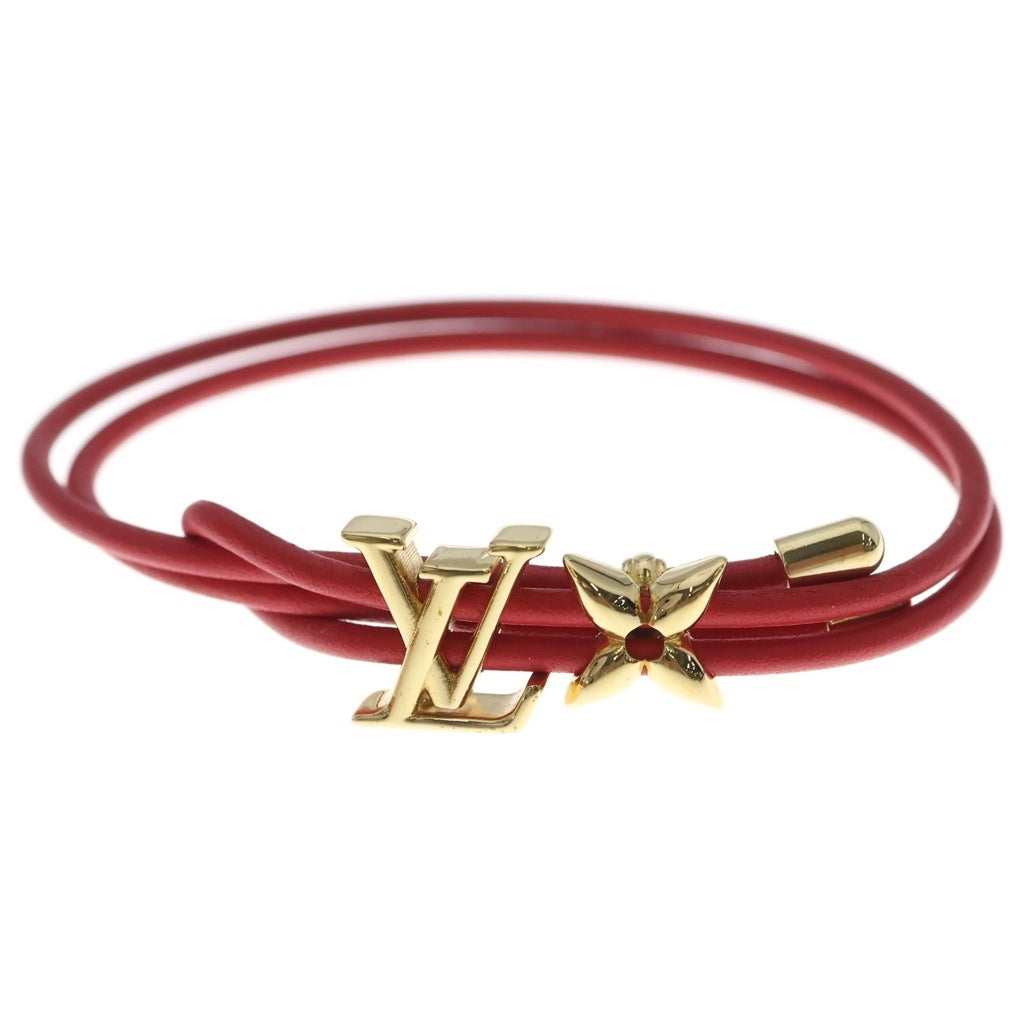 LOUIS VUITTON(ルイヴィトン) LV ブルーム レザー ブレスレット レッド ゴールド金具 M8532Z レディース