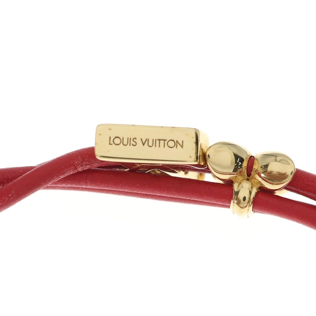 LOUIS VUITTON(ルイヴィトン) LV ブルーム レザー ブレスレット レッド ゴールド金具 M8532Z レディース