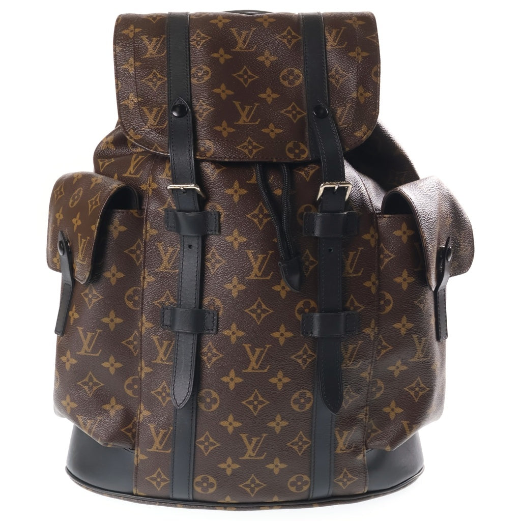 LOUIS VUITTON(ルイヴィトン) モノグラムマカサー クリストファー MM PVC レザー バックパック リュックサック ブラウン M43735 レディース